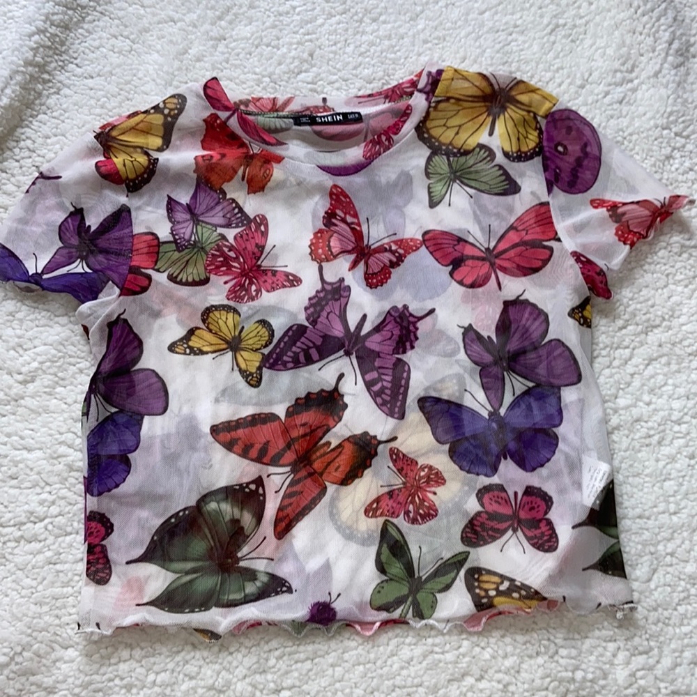 Butterfly mesh crop top